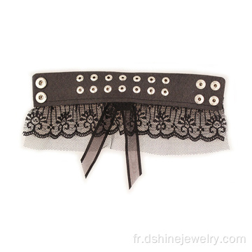Black Rose Bracelet Dentelle pour femmes PU cuir bracelet Design